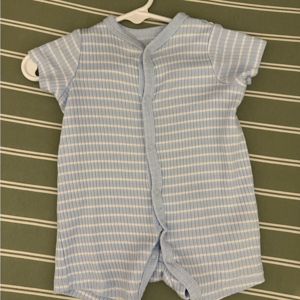 Little Me Blue and White Striped One Piece